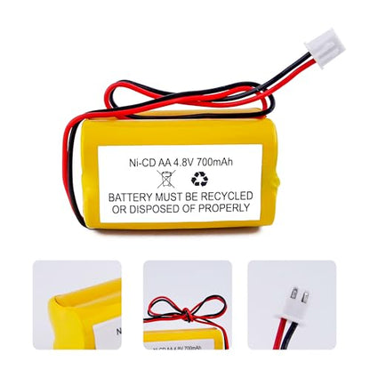 Fulpower 2-Pack 4.8V 700mAh Replacement Exit Sign Battery | Fits AA700mAh, BL93NC487, BL93NC484 & BAA48R. Ni-Cd rechargeable with long-life, ideal for emergency exit lights