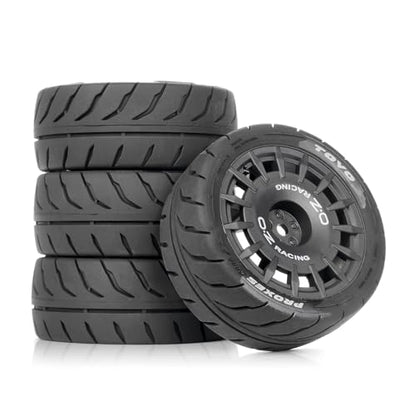 4PCS 1/10 RC Rally Tires & Rims, 68x28mm 12mm Hex Wheel Set, Fits for Traxxas Tamiya HPI WR8 1/10 Scale On-Road Car (Black) - color: Black