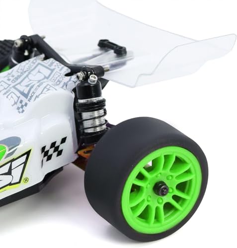 4PCS Pre-Mounted On-Road Drift Racing Smooth Rubber Tires and Wheel Rims Set 7MM Hex for 1/28 Losi Micro-T WL244016 RC Car Upgrades Parts (Green) - color: Green