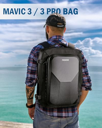 Carry On Mavic 3 Pro Case, Compatible with DJI RC/Pro/N1 Controller | Fits 17.3'' Laptop, 40L Drone Backpack for DJI Fly More Combo Accessories, Hard Carrying Case, Travel Laptop Backpack