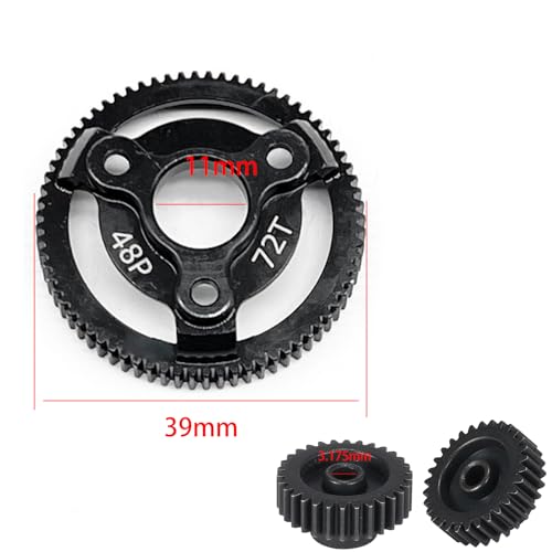 48P 72T Spur Gear Hardened Steel Transmission Gears with 27T 28T 29T 30T Pinions Gear 1/8 inch 3.175mm Hole Upgrade Parts for Traxxas RC 1/10 2WD Slash Stampede Rustler 2WD Bandit VXL XL-5 F-150 SVT - size: 72T-27T 28T 29T 30T