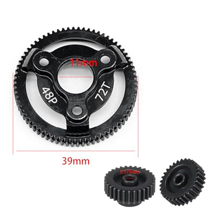 48P 72T Spur Gear Hardened Steel Transmission Gears with 27T 28T 29T 30T Pinions Gear 1/8 inch 3.175mm Hole Upgrade Parts for Traxxas RC 1/10 2WD Slash Stampede Rustler 2WD Bandit VXL XL-5 F-150 SVT - size: 72T-27T 28T 29T 30T