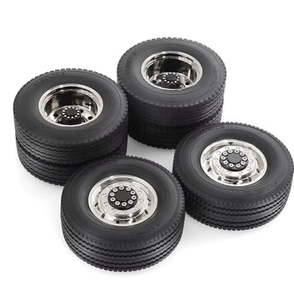 RC Cars Spare Parts Compatible with Tamiya 1/14 RC Truck Cars Upgrade Parts Spare Accessories for Universal Metal Wheel Rim Tire Set(1set) - size: 1set