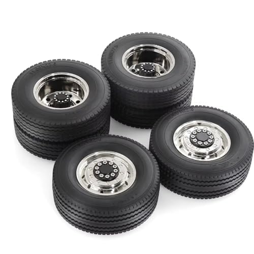 RC Cars Spare Parts Compatible with Tamiya 1/14 RC Truck Cars Upgrade Parts Spare Accessories for Universal Metal Wheel Rim Tire Set(Rear) - size: Rear