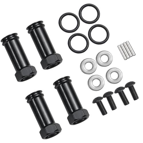 4Pcs/Set Aluminum 12mm Wheel Hex Hub Adapters 25mm/30mm Extension Hex Drive Adapter Combiner Compatible with 1/10 RC Crawler Axial SCX10 Wraith Upgrades (Black - 30mm Offset Extension) - color: Black - 30mm Offset Extension