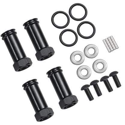 4Pcs/Set Aluminum 12mm Wheel Hex Hub Adapters 25mm/30mm Extension Hex Drive Adapter Combiner Compatible with 1/10 RC Crawler Axial SCX10 Wraith Upgrades (Black - 30mm Offset Extension) - color: Black - 30mm Offset Extension