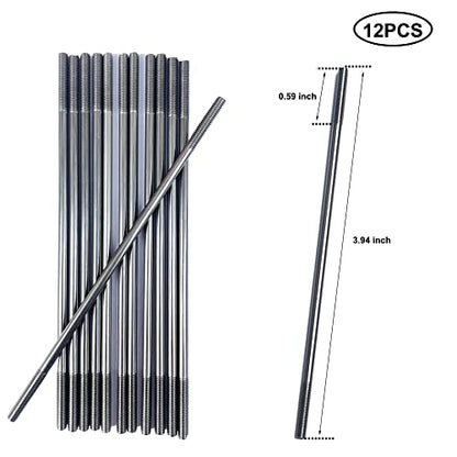 12Pcs M3 3.94" Pushrod Connector 304 Stainless Steel Rod Linkage DIY Parts for RC Model Airplane Helicopter Boat Car - size: M3x3.94"