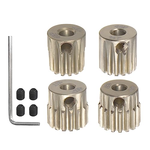 HARFINGTON 48P Hardened Pinion Motor Gear Set 4pcs 13T 14T 15T 16T Fit 1/8 inch RC Motor Shaft 48 Pitch 7075 Aluminum Gears for RC Car, with Hex Key - style: 13T 14T 15T 16T
