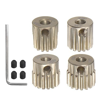 HARFINGTON 48P Hardened Pinion Motor Gear Set 4pcs 13T 14T 15T 16T Fit 1/8 inch RC Motor Shaft 48 Pitch 7075 Aluminum Gears for RC Car, with Hex Key - style: 13T 14T 15T 16T