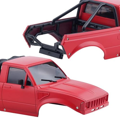 DJX SCX24 Body Shell with Bed Rack for Axial SCX24 C10 Bronco Wrangler Base Camp 1/24 RC Crawler Car (Red) - color: Red