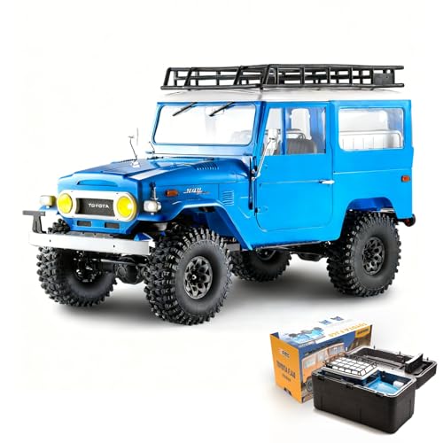 BEEZRC FMS 1/10 RC Crawler FJ40 Toyota Licensed RS 4WD 2.4G Model Rc Car Hobby 4x4 RC Rock Crawler Offroad RC Truck Remote Control Car with Transmitter for Adults (Blue) FMS11035RSBU - color: Blue