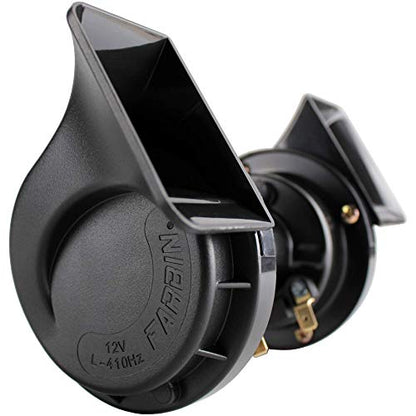 FARBIN 12V Electric Air Horn Kit for Truck Car Motorcycle with Wire Harness | Black classic design, waterproof, 12V 130dB loud, with relay wiring harness, universal for any 12V vehicles - style: 12V Black horn with wire harness