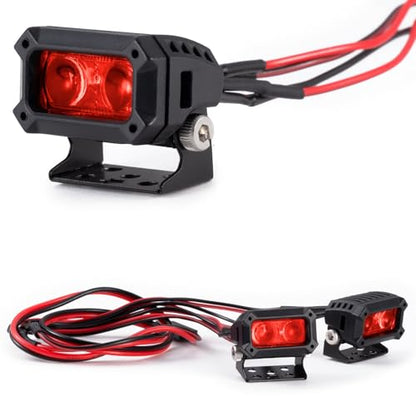 2pcs 18MM Square Led Light Headlight Spotlight for TRX-4 TRX6 SCX10 | 90046 D90 CC01 Wraith Redcat Gen8 1/10 RC Car Upgrade Parts Red Lamp - color: Red