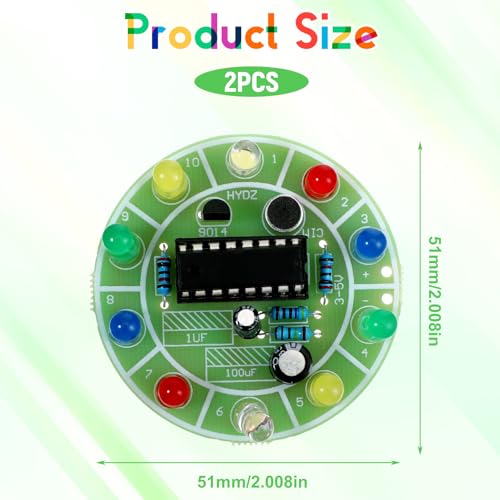 2 Sets Solder Practice Kit CD4017 Electronic Lucky Wheel DIY Soldering Kits LED Light Circuit Board Fun Probability Game to Learn and Training
