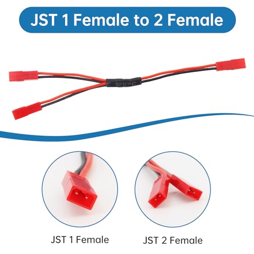 9Pcs 22AWG JST Plug Splitter Cable Male Female Y Harness Wire Fit for Traxxas TRX-4 RC Car Crawler Truck Cooling Fan ESC Battery Motor, Male to 2 Female, Female to 2 Female, Female to 2 Male Y Harness