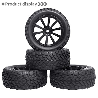 12mm Hex Wheels and Rubber Tires (Hight 2.99 inch / 76mm) for RC 1/10 On-Road Touring Car, Set of 4