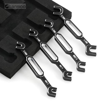 RC Aluminum Alloy Wrench Turnbuckle Nut Ball 3.0/3.2/3.5/3.7/4.0/5.0/5.5/6.0mm Joint Remover RC Universal Repair Tool Set For RC Crawler Monster Truck Off Road Car Drone Airplane (Black) - color: Black
