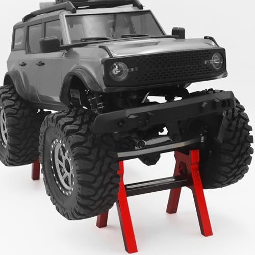 RC Car Stand Aluminum Alloy RC Car Static Display Stand RC Work Stand for 1/18 1/24 TRX4M FCX18 SCX24 FCX24 RC Car Upgrade Parts (Red) - color: Red