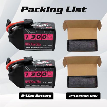 CNHL 1300mAh 6S Lipo Battery 22.2V 130C with XT60 Plug (2 Packs) | Delivers sharp throttle response and balance for 5-inch FPV drones, ensuring quick recovery in freestyle and racing.