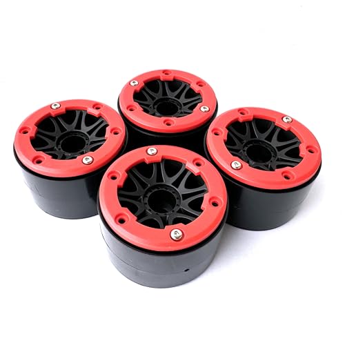 4PCS Plastic 2.2 Inch Beadlock Wheel Rim Wheel Hub 12mm Hex for 1/10 RC Off Road Rock Crawler Car for Axial SCX10 90046 TRX4 Wraith RR10 RBX10 Yeti Capra 2.2Inch Tires(8Holes-Red) - color: 8holes-red