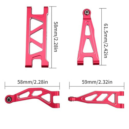 Aluminum Front & Rear Suspension with Steering Knuckles & Rear C-Hubs Upgrade Parts for ARRMA 1/14 Typhon Grom 1/18 Granite Grom (Red) - color: Red