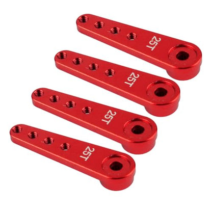 4Pcs Upgraded 25T Spline Servo Horn 37mm/1.46" Aluminum Alloy Long Servo Arm Compatible with MG995/MG996 for 1/10 1/8 RC Car Truck Crawler Boat (Red)