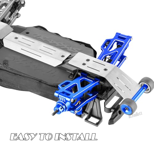 RC Upgrades Part for 1/16 (#107154-1) Mini Maxx 4WD,Tail Wheel/Skid Plate Stainless Steel Chassis/Protective Chassis Dirt Dust Resist Guard Cover/Mount Plate Motor Fixing Mount,Navy Blue - color: Navy Blue-(for 1/16）