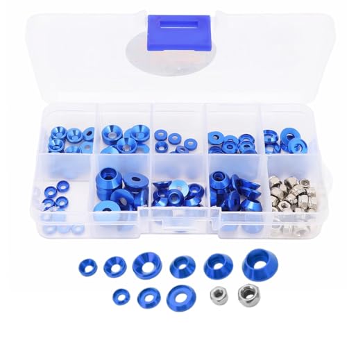 HERCHR Aluminum Alloy Cone Cup Head Screw Gasket Washer Counterbore Washers Gaskets Cup Shim Conical Washer Shim - color: blue