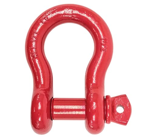 Mytee Products 1-1/2" Anchor Shackle Forged Carbon Steel w/Alloy Screw Pin Load Limit # 17 Tons (34,000 lbs) | Double Rust Protection Heavy Duty D Ring Shackle for Towing, Rigging & Vehicle Recovery - color: 1 - Pack, size: 1-1/2" (17 Ton WLL), style: All