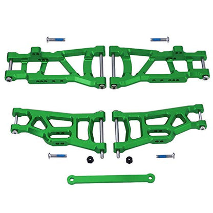 Hobbypark Aluminum Suspension Arms Set (Front & Rear), w/Tie Bar for 1/10 Traxxas Slash 2WD RC Car Upgrade Parts Hop Ups, Replace 2555 3631 2532 (Green-Anodized) - color: Green