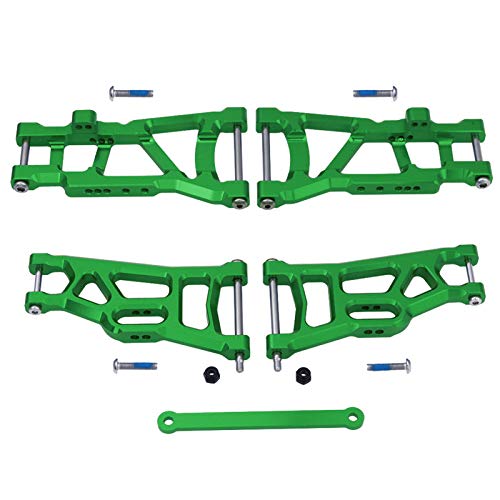 Hobbypark Aluminum Suspension Arms Set (Front & Rear), w/Tie Bar for 1/10 Traxxas Slash 2WD RC Car Upgrade Parts Hop Ups, Replace 2555 3631 2532 (Green-Anodized) - color: Green