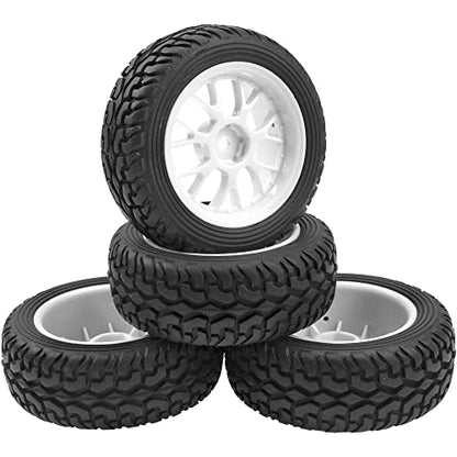 OD 75mm/2.95'' Rubber Tires & Plastic Wheel Rims 12mm Hex Compatible with Traxxas HSP Tamiya HPI Kyosho 1/10 On-Road Touring Racing Car,WLtoys 1/14 144001 RC Buggy (7-Spoke) - style: 7-Spoke
