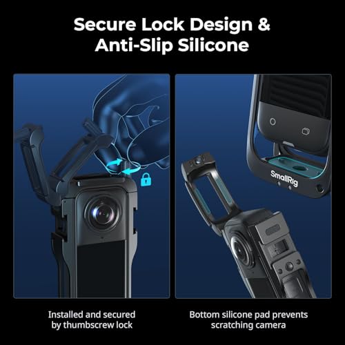 SMALLRIG Cage for Insta360 X5 Accessories, Aluminum Alloy Protective Case for Insta360 x5 with Quick Release, Built-in Cold Shoe Mounts & 1/4" Threads, with Silicone Lens Guard Cap - 5195 - style: for Insta360 X5