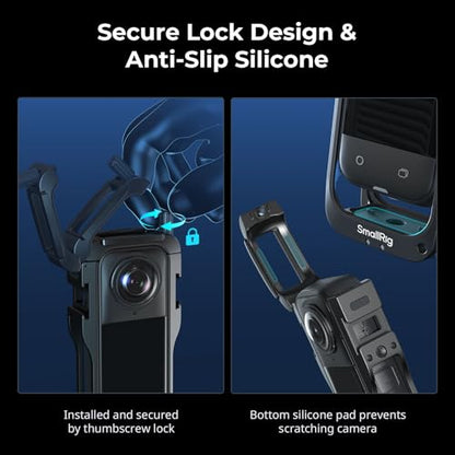 SMALLRIG Cage for Insta360 X5 Accessories, Aluminum Alloy Protective Case for Insta360 x5 with Quick Release, Built-in Cold Shoe Mounts & 1/4" Threads, with Silicone Lens Guard Cap - 5195 - style: for Insta360 X5