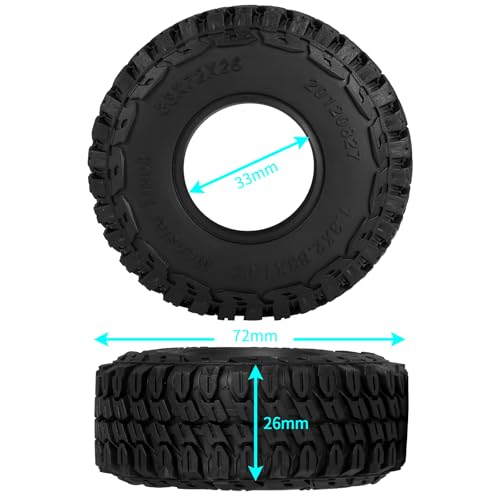 4PCS 1.3" Beadlock Tires with Foam Insert for 1/24 Axial SCX24 AX24 1/18 TRX4M RC Crawler Truck Car Upgrade Parts (C Style) - color: #C Style