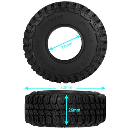 4PCS 1.3" Beadlock Tires with Foam Insert for 1/24 Axial SCX24 AX24 1/18 TRX4M RC Crawler Truck Car Upgrade Parts (C Style) - color: #C Style