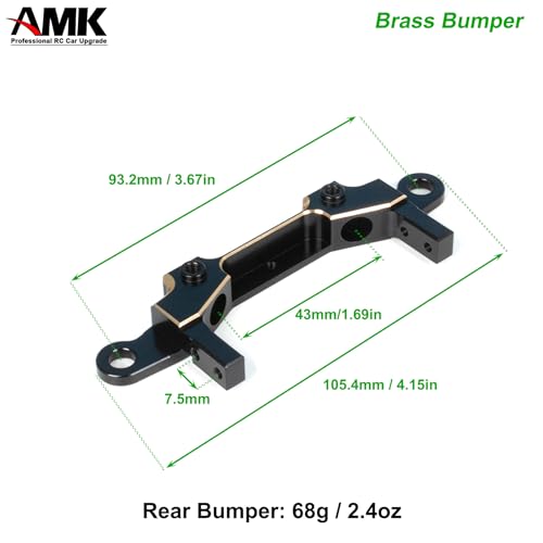 AMK SCX10 III Brass Bumper Munnt Black Coating, 158g Front Rear Bumper Set Complete with Steering Link for 1/10 RC Crawler Body LCG Chassis Axial SCX10 Upgrades