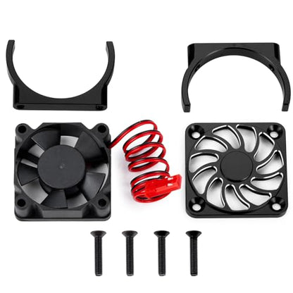 Cooling Fan 35mm Motor Heatsink for Tra-xxas Mini Maxx/Slash/XRT | VXL 3S 1:8 Jato 2S 4S 1:16 Black Aluminum Alloy Upgrade Parts - color: Black