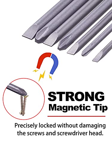 Rocaris 12 Pack 1/4 Inch Hex Shank Long Magnetic Screwdriver Bits Set | 4in Power Tools (Slotted+Cross Head) - size: 12Pcs(Slotted+Cross)
