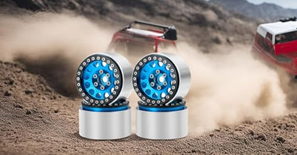 Aluminum 1.9" Beadlock Wheels Rim for Axial SCX10 II III TRX4 D90 | 1/10th RC Crawler Vehicel Car Parts - color: Blue