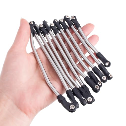 Stainless Link Rod 313mm Wheelbase Linkage for SCX10 II 90046 90047 | Stainless Steel,Durable & Corrosion-Resistant,10Pcs Set,Upgrade for Axial SCX10 II AX90046/AX90047 Rock Crawlers.