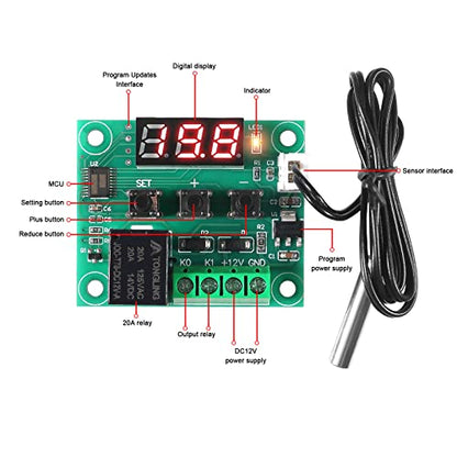 4PCS W1209 Temperature Controller Module,LED Display Digital Thermostat Module with Case DC 12V Electronic Temp Control Switch Waterproof NTC Probe -50-110 Degree C (4pcs Red) - style: 4PCS x Red