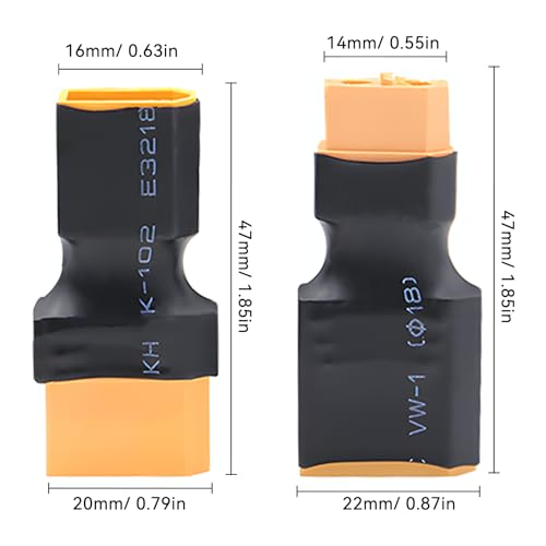 XT60 Connector to XT90 Connector Plug - 6 PCS XT60 to XT90 Male Female Adapter No Wires for RC Car Lipo NiMH Battery Connectors Airplane Truck Boat Quadcopter (6 PCS XT60 to XT90 Plug)