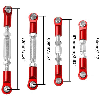 Metal Turnbuckles Rod Camber Links Steering Linkage Tie Rods Pull Rod Compatible with Arrma Granite 4X4 Senton 4X4 Mega550 1/10 RC Car (Red) - color: Red