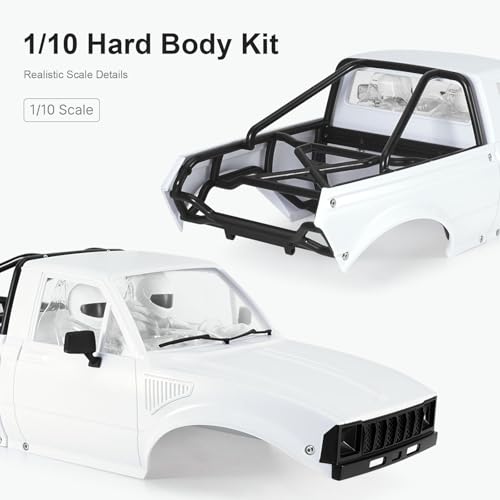 INJORA IR60 Hard Body with Interior & Bed Cage for 1/10 RC Crawler (White) - color: Unpainted White