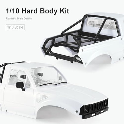 INJORA IR60 Hard Body with Interior & Bed Cage for 1/10 RC Crawler (White) - color: Unpainted White
