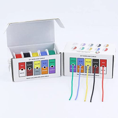 26 AWG Stranded Electrical Wire 26 Gauge Tinned Copper Wires Flexible Silicone Electric Hookup Wire Kit OD:1.5mm, 5 Colors 32.8ft/10m Each, DIY/Automotive/Home/Power Wiring Kit by Sznnzd™ - size: 5 Colors each 32.8Ft, style: 26AWG-Stranded