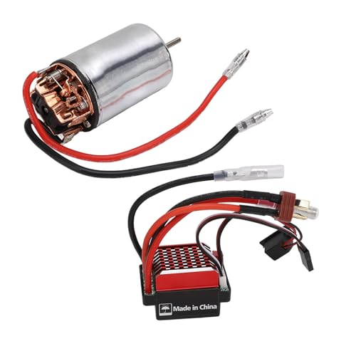 Alomejor 550 Brushed Motor, High Purity Copper Windings 60A ESC Combo with T Plug for 1/10 RC Crawler Car Axial SCX10 II III (28T) - size: 28T