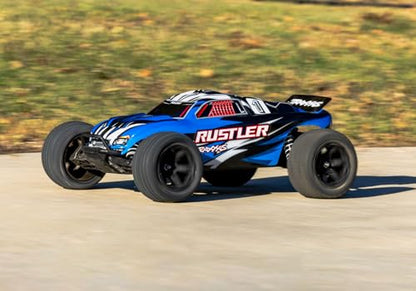 Traxxas Rustler 2WD XL-5 Stadium Truck with Battery and Charger (Blue) - color: Blue