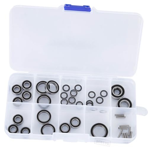 RC Bearings Kit Upgrades Part for 1/10 Slash 4X4/Stampede 4X4/Rustler 4×4/Telluride/Rally,Rubber Sealed Precision Ball Bearings,Black - color: Black - (1 Set)